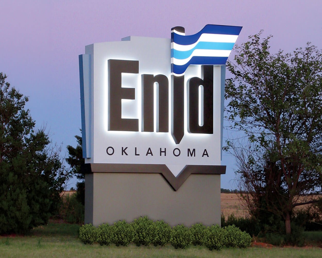 LED retrofit of the City of Enid sign in Oklahoma.